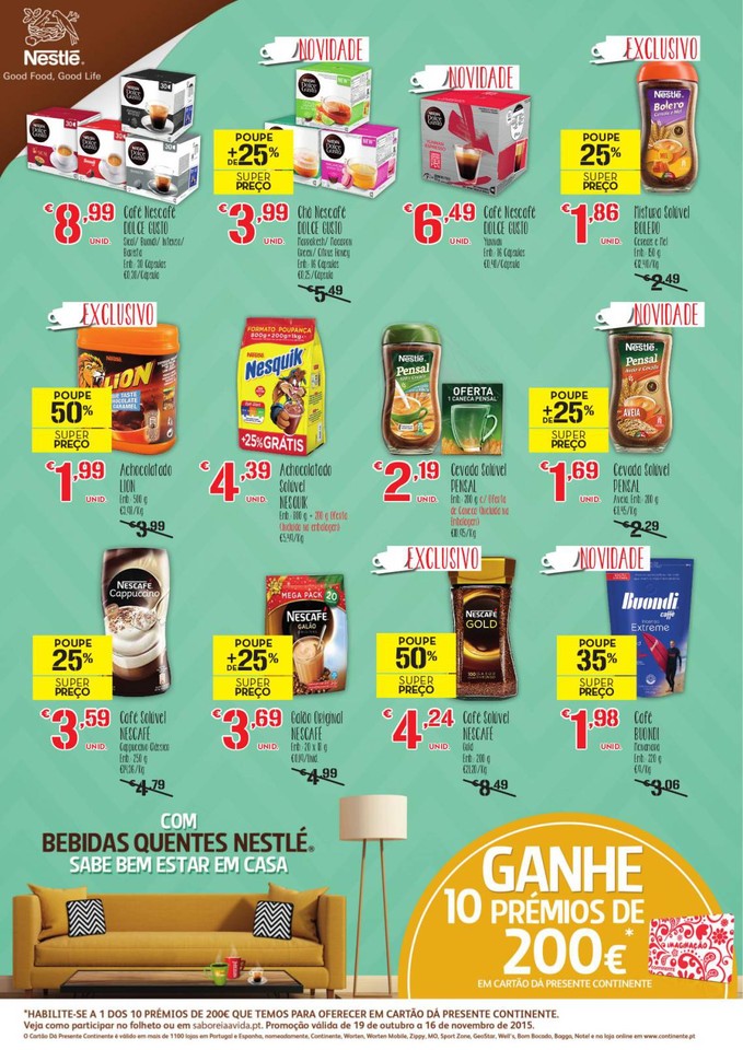Antevisão folheto Continente especial Bebidas Quentes